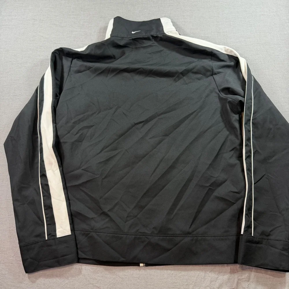 Nike Track Jacket Youth Large Black Good White Stripes Full Zip Sportswear